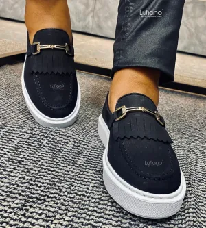 027C - NIK ' ANA by Lufiano-Suede Leather loafers- Black