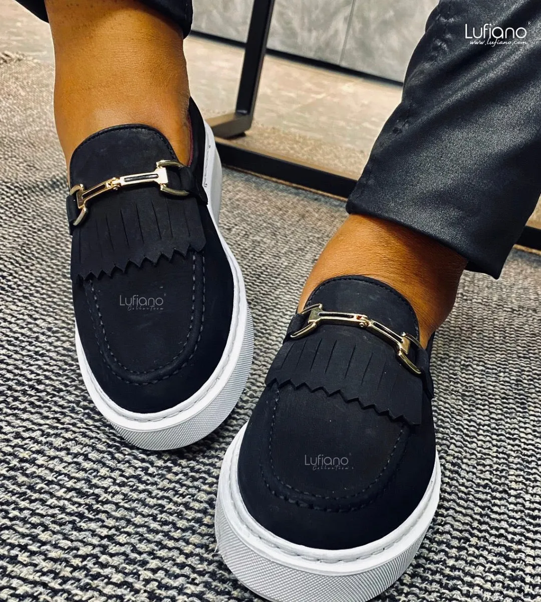 027C - NIK ' ANA by Lufiano-Suede Leather loafers- Black