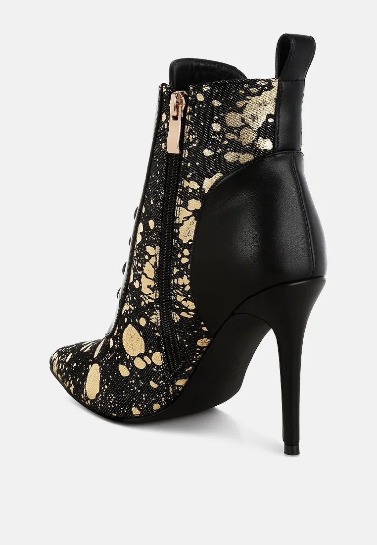 Abstract Pattern Lace-Up Ankle Boots By RAG