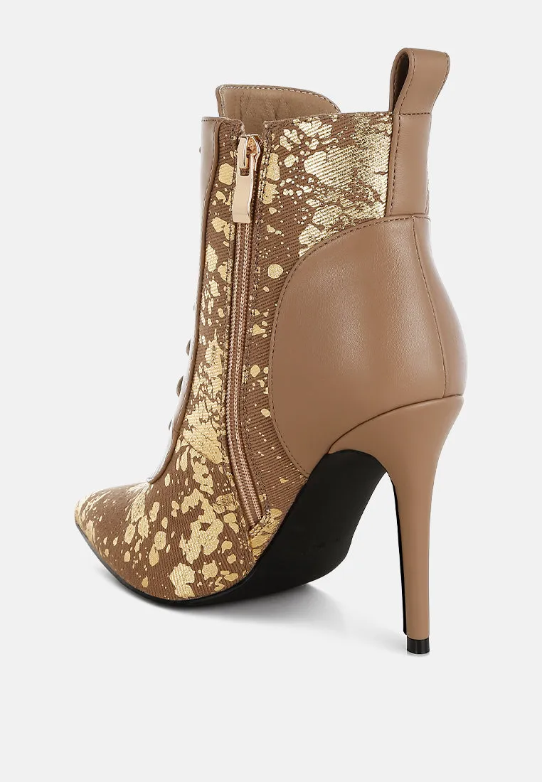 Abstract Pattern Lace-Up Ankle Boots By RAG