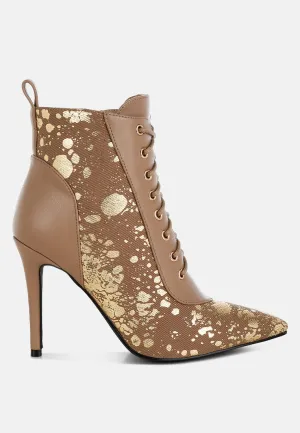 Abstract Pattern Lace-Up Ankle Boots By RAG