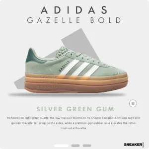ADIDAS GAZELLE SILVER GREEN GUM