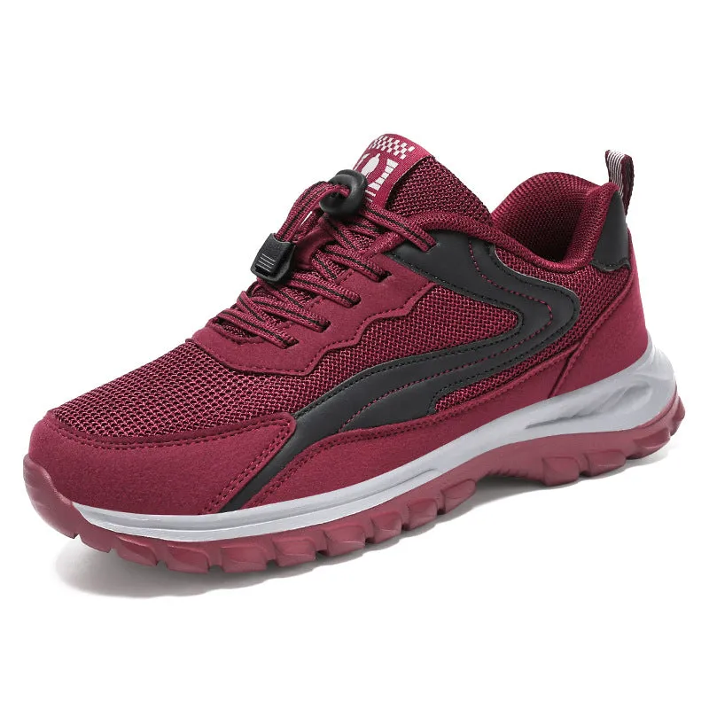 Adjustable Graphic Mesh Sneakers with Almond Toe for Women