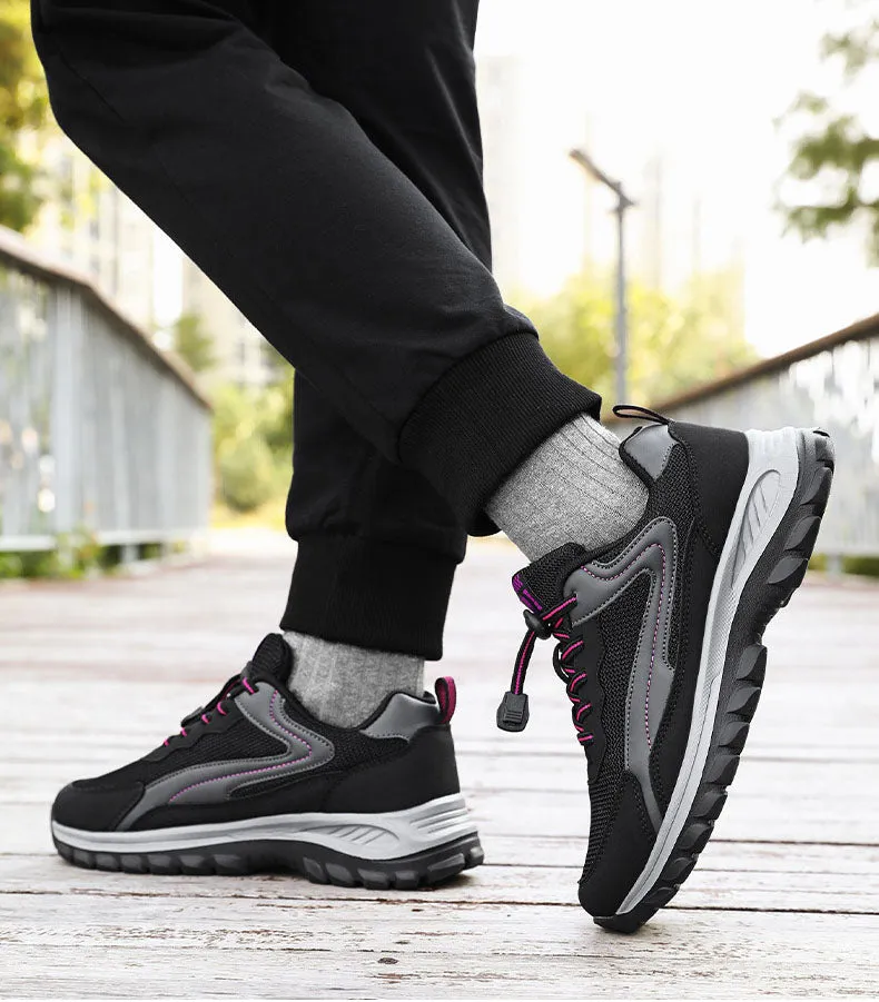 Adjustable Graphic Mesh Sneakers with Almond Toe for Women