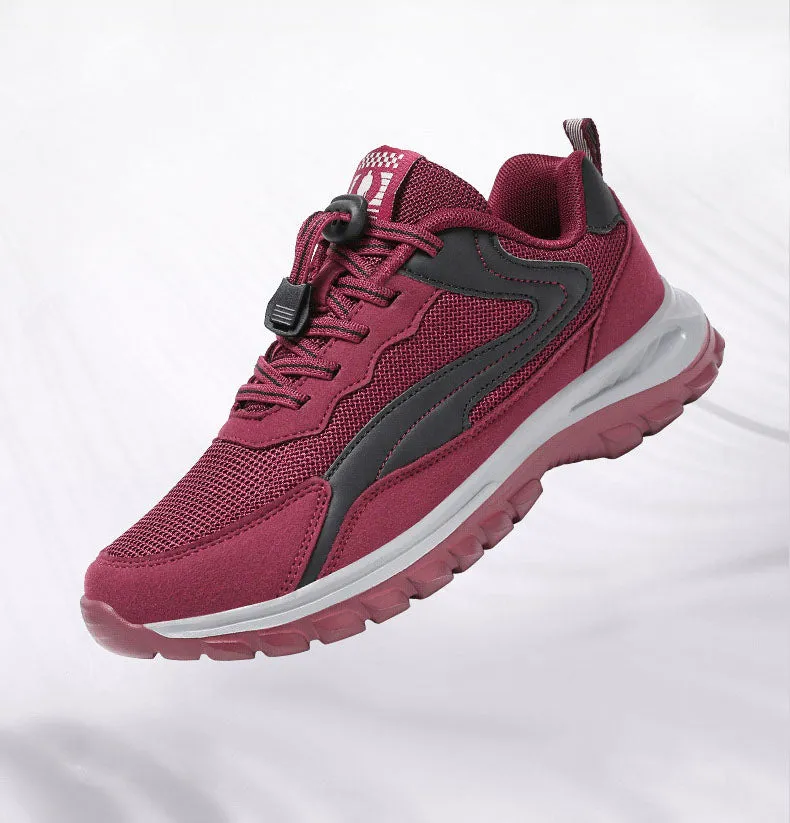 Adjustable Graphic Mesh Sneakers with Almond Toe for Women
