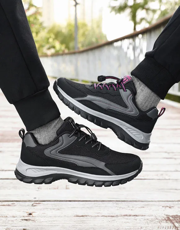 Adjustable Graphic Mesh Sneakers with Almond Toe for Women