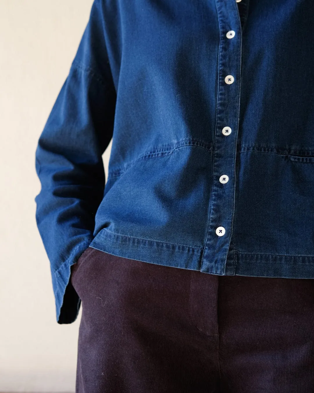 Anya Relaxed Cotton Corduroy Blouse | Blue