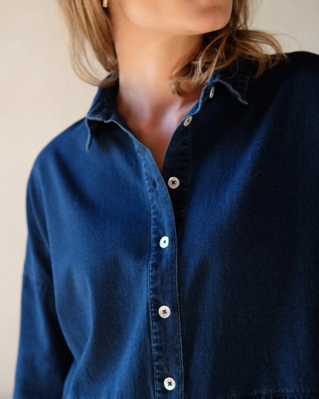 Anya Relaxed Cotton Corduroy Blouse | Blue