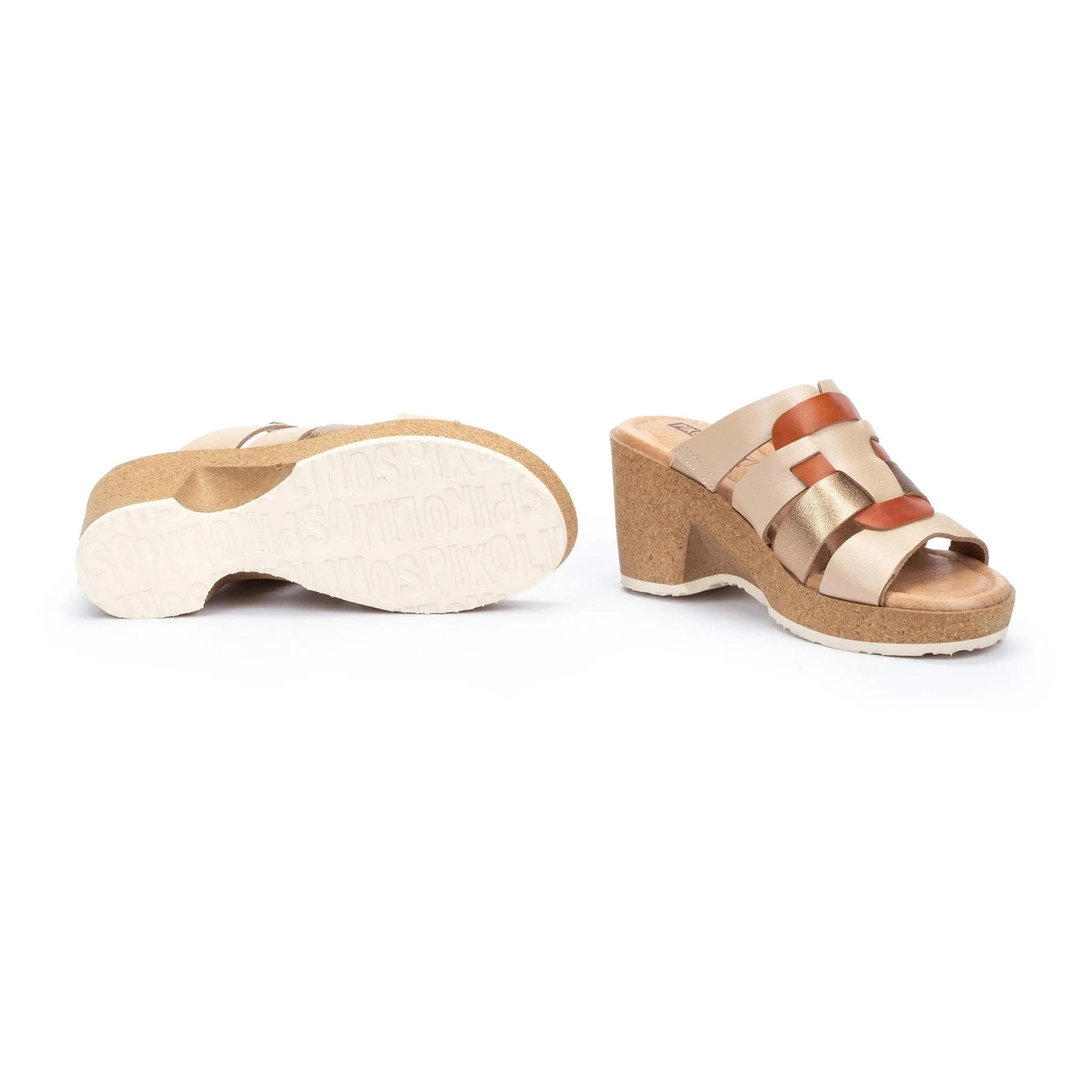 'Arenales' women's slide sandal - beige mix