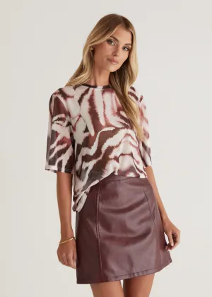 Arrabelle PU Skirt - Wine