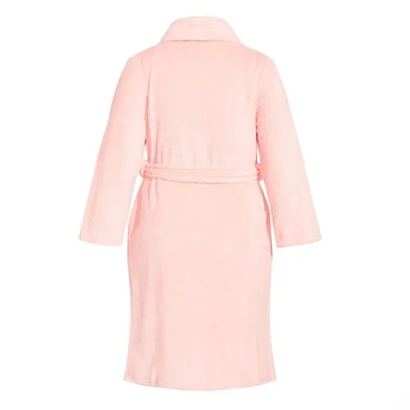 AVENUE BODY 18/20W (1X) Pink Plush Waffle Texture Robe HL.05