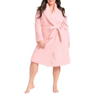 AVENUE BODY 18/20W (1X) Pink Plush Waffle Texture Robe HL.05