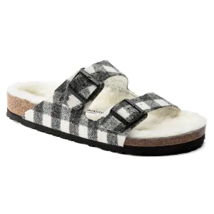 Birkenstock Arizona Shearling plaid white wool/natural shearling