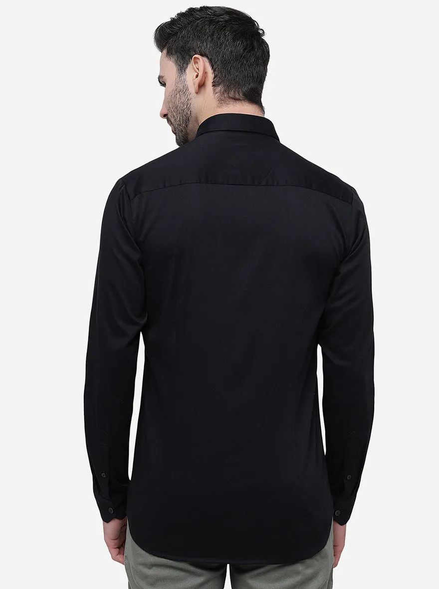 Black Solid Slim Fit Semi Casual Shirt | JadeBlue