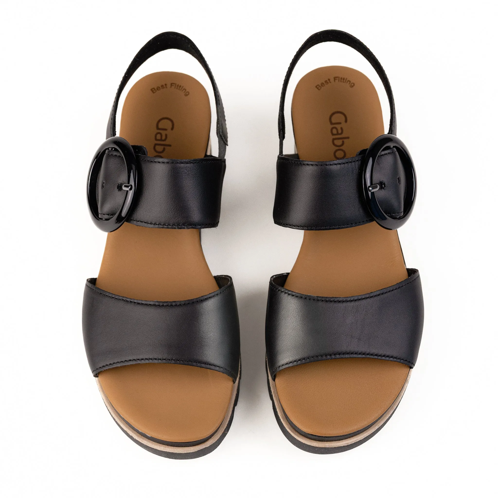 BUCKLE WEDGE - ALL BLACK - LEATHER