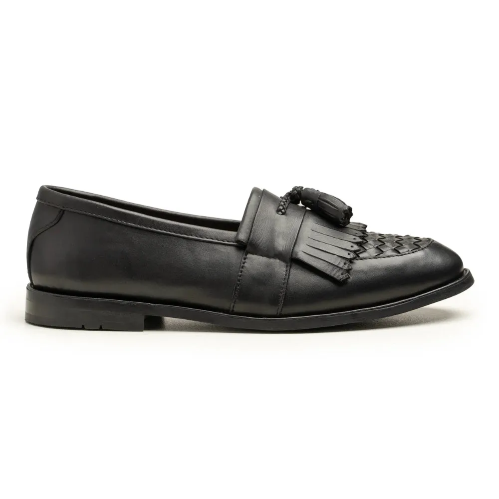 Carlos Black Tassel Loafer Mens | Handmade