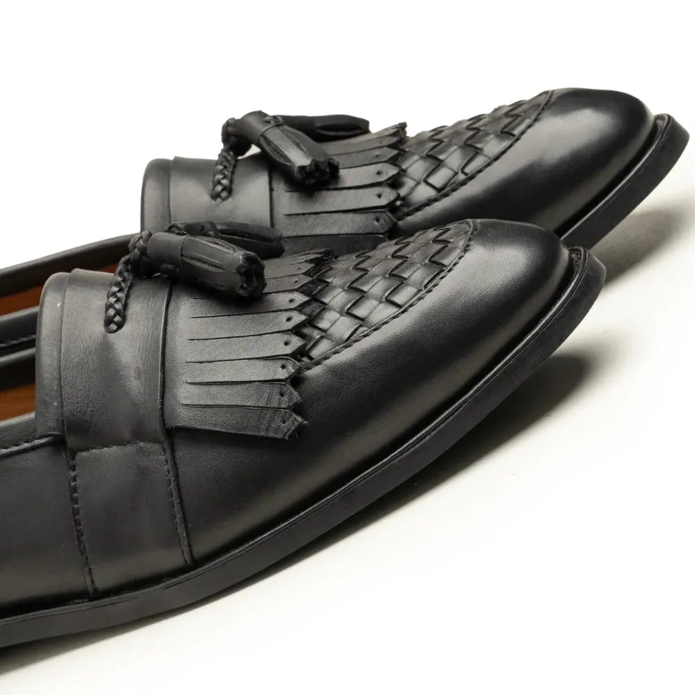 Carlos Black Tassel Loafer Mens | Handmade