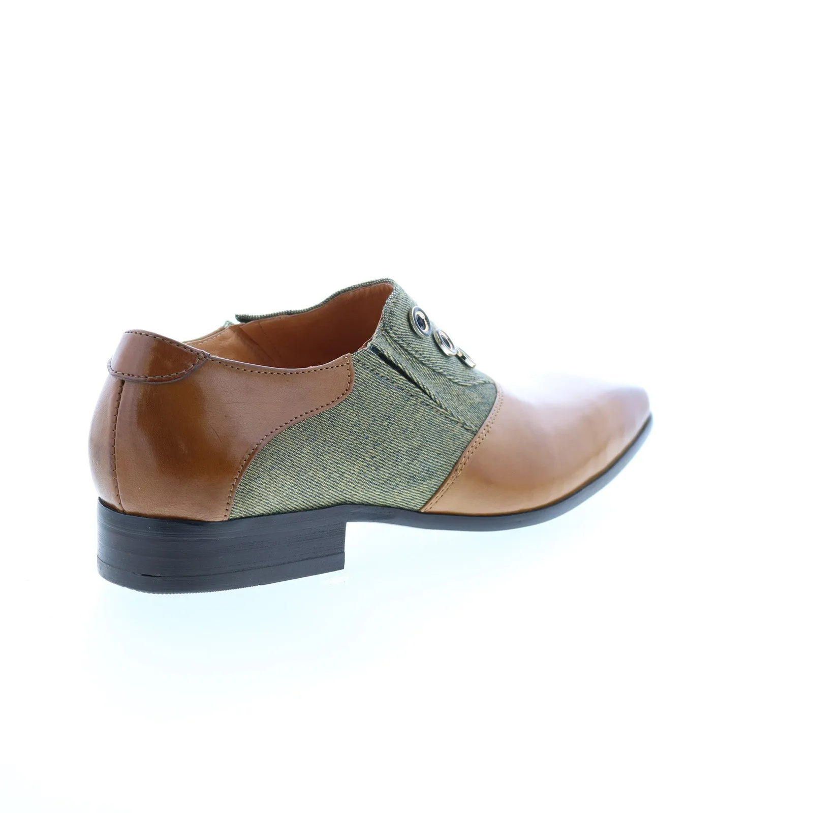 Carrucci Button-up Loafer KS524-12CC Mens Brown Leather Loafers Casual Shoes