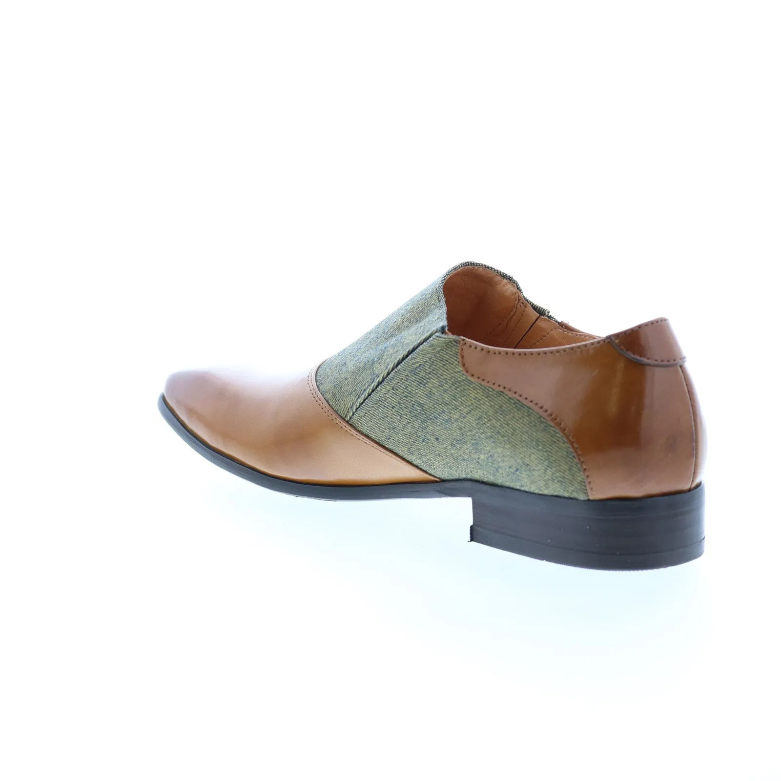 Carrucci Button-up Loafer KS524-12CC Mens Brown Leather Loafers Casual Shoes