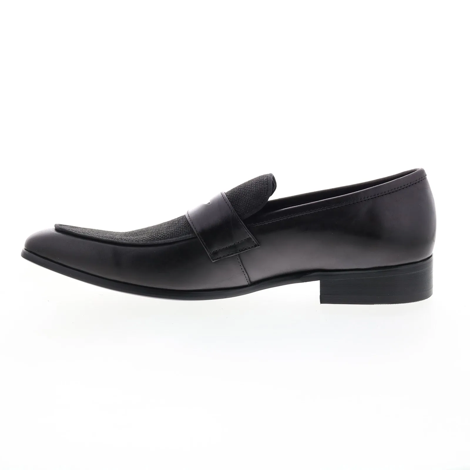 Carrucci Denim Leather Loafer KS2240-12CC Mens Black Loafers Penny Shoes