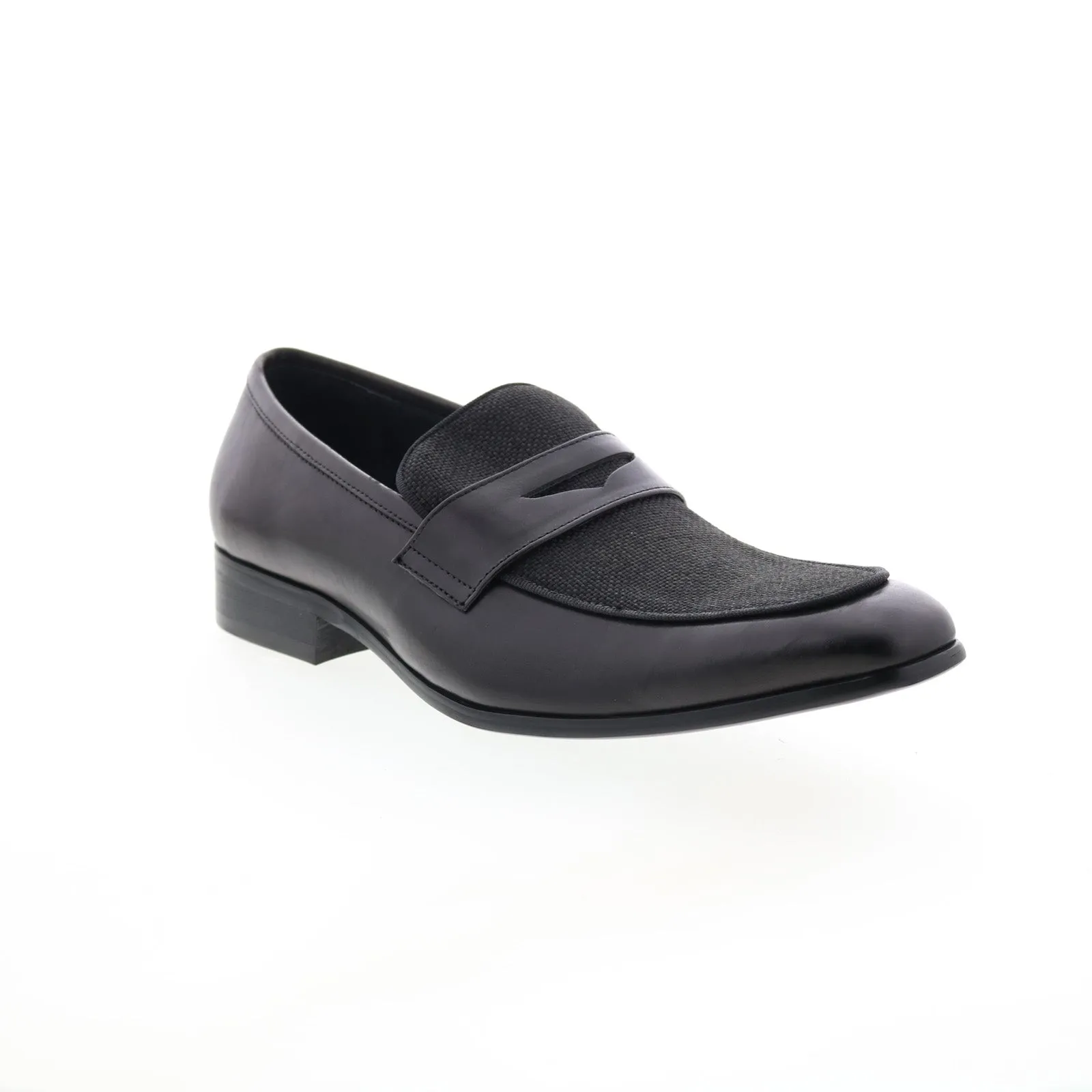 Carrucci Denim Leather Loafer KS2240-12CC Mens Black Loafers Penny Shoes