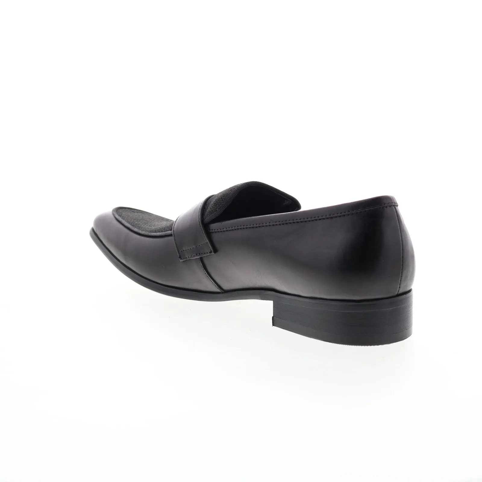 Carrucci Denim Leather Loafer KS2240-12CC Mens Black Loafers Penny Shoes