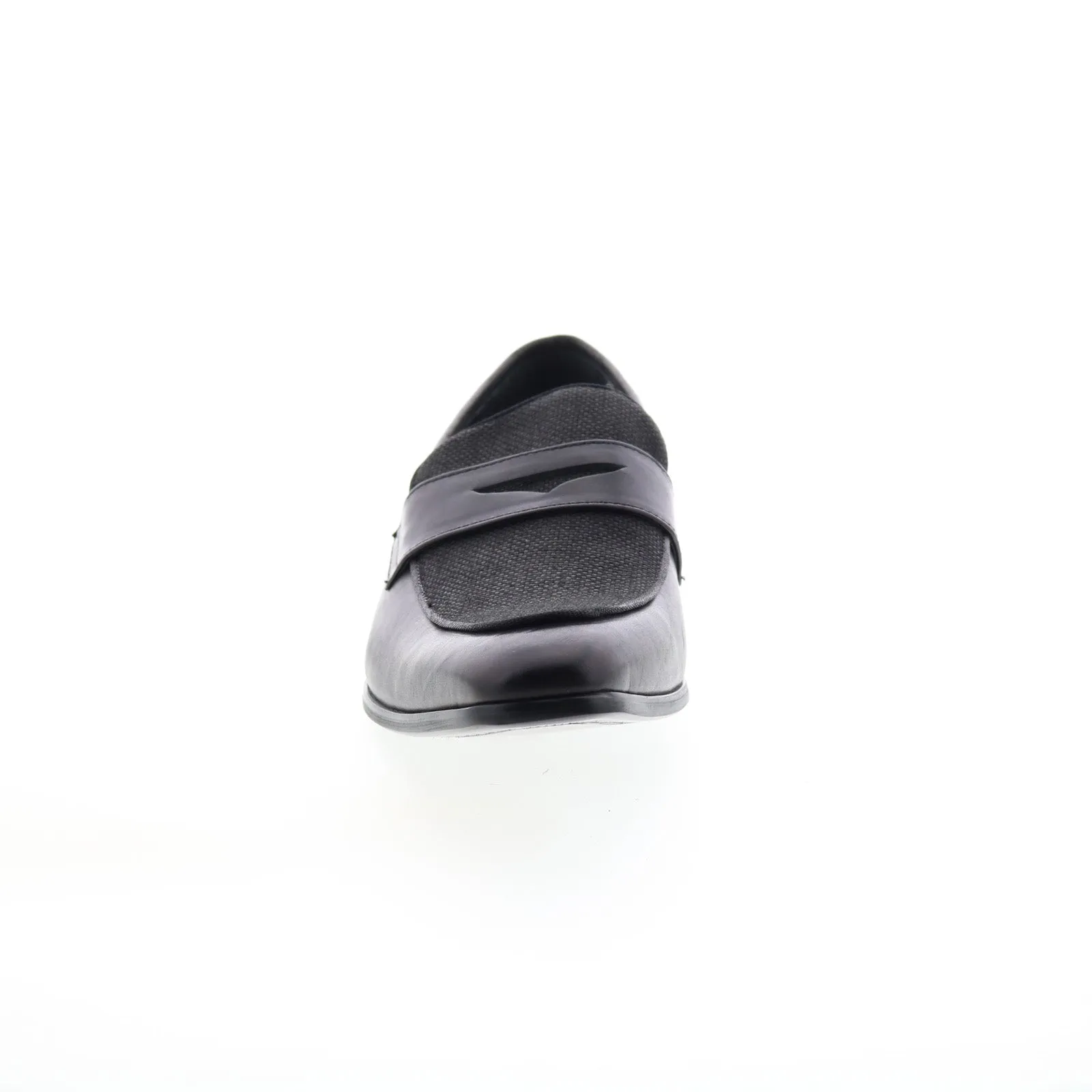 Carrucci Denim Leather Loafer KS2240-12CC Mens Black Loafers Penny Shoes
