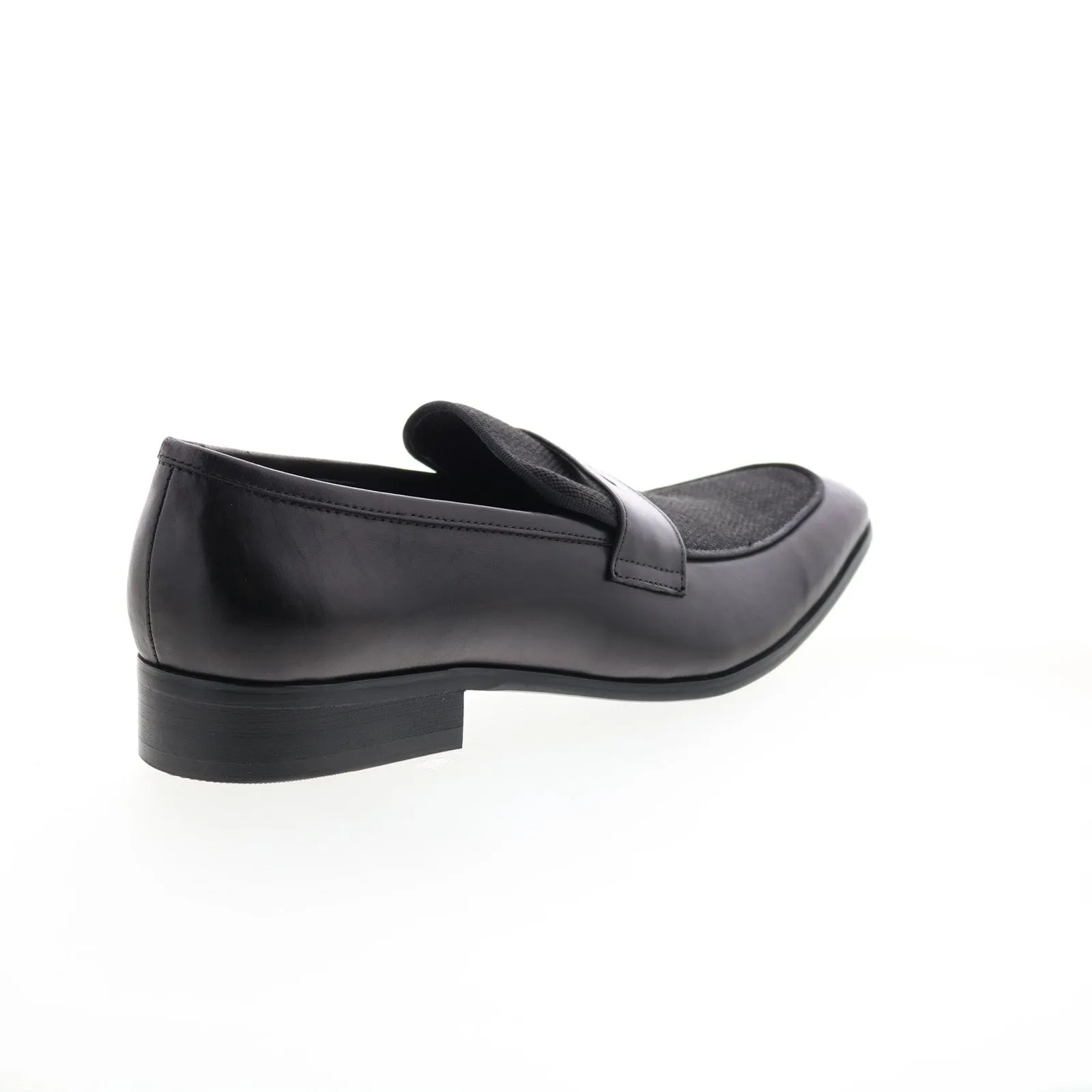 Carrucci Denim Leather Loafer KS2240-12CC Mens Black Loafers Penny Shoes