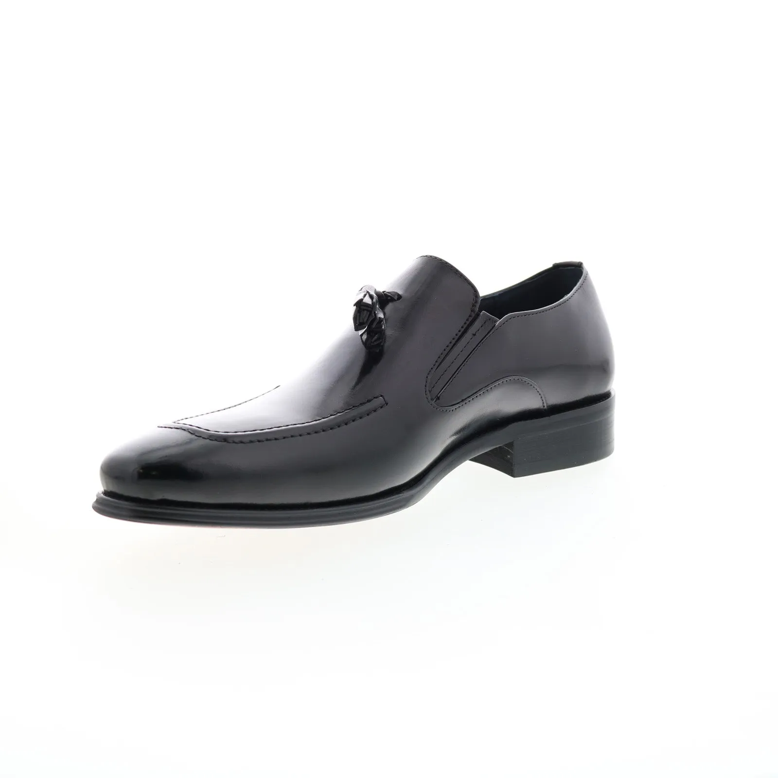 Carrucci Leather Tassel Loafer KS099-714 Mens Black Loafers Casual Shoes