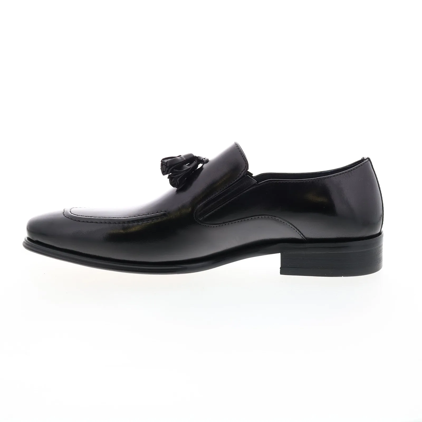 Carrucci Leather Tassel Loafer KS099-714 Mens Black Loafers Casual Shoes