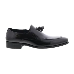 Carrucci Leather Tassel Loafer KS099-714 Mens Black Loafers Casual Shoes