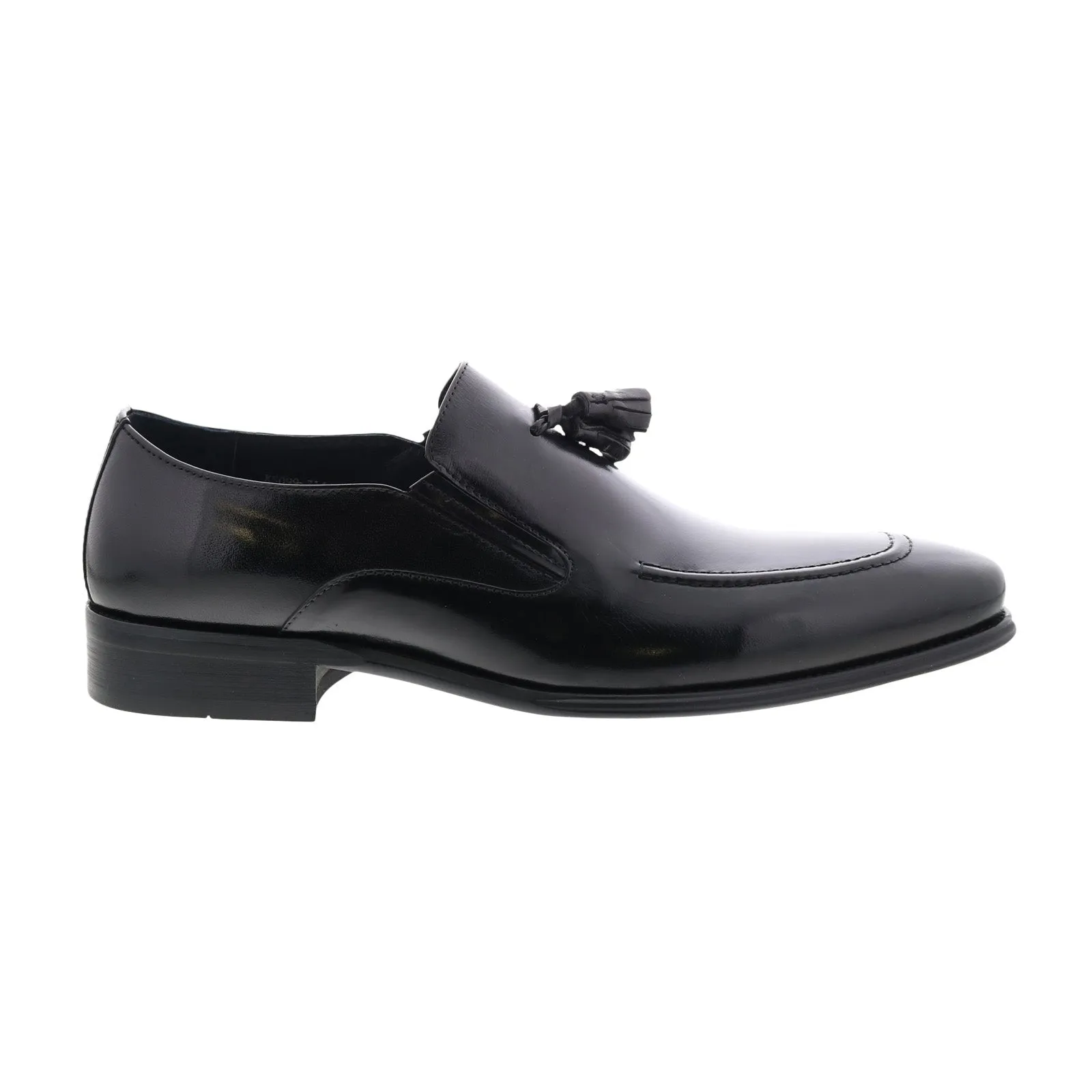 Carrucci Leather Tassel Loafer KS099-714 Mens Black Loafers Casual Shoes