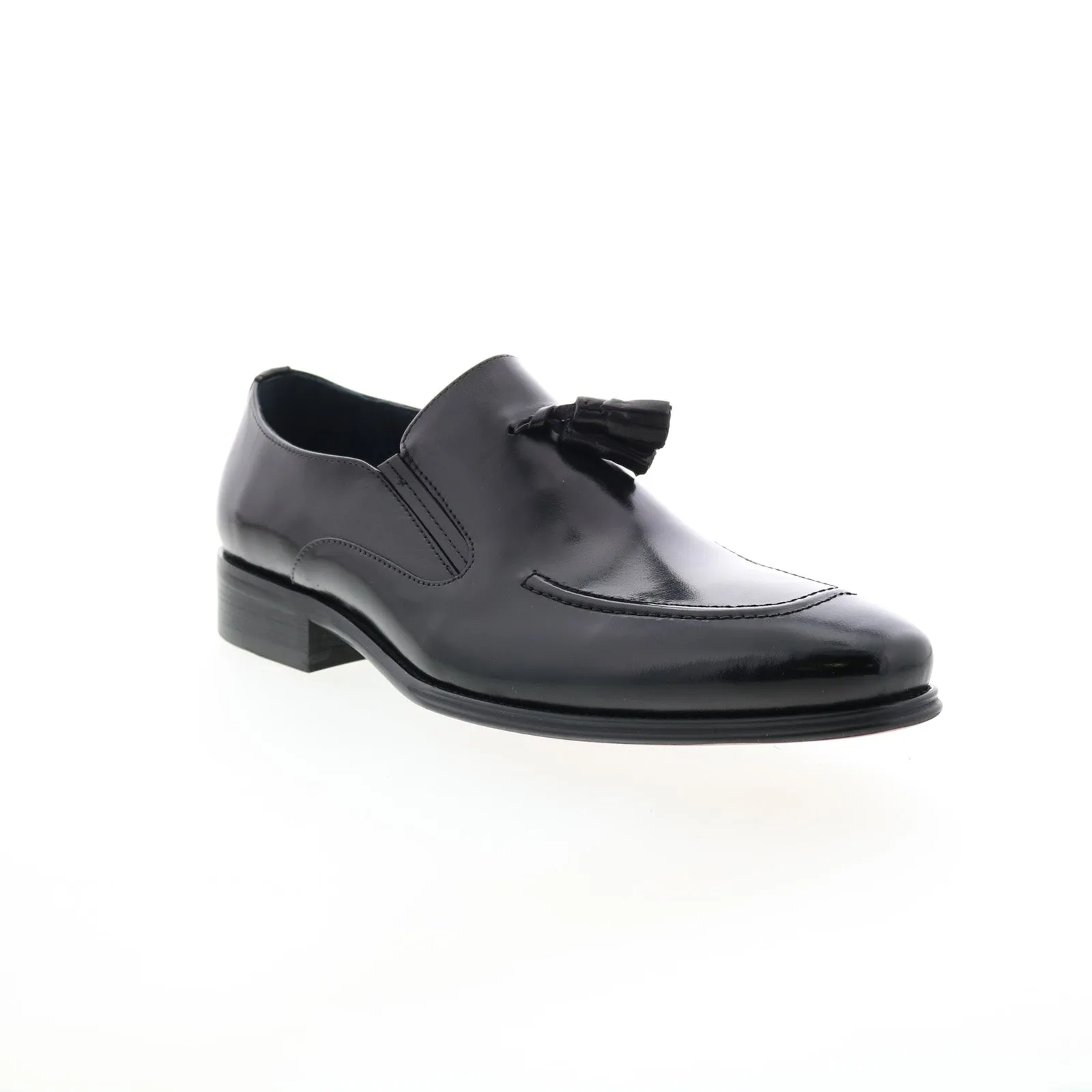 Carrucci Leather Tassel Loafer KS099-714 Mens Black Loafers Casual Shoes