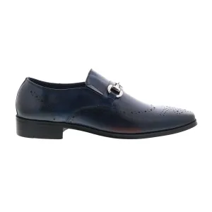 Carrucci Wholecut Two Tone Buckle Loafer KS261-04 Mens Blue Casual Shoes