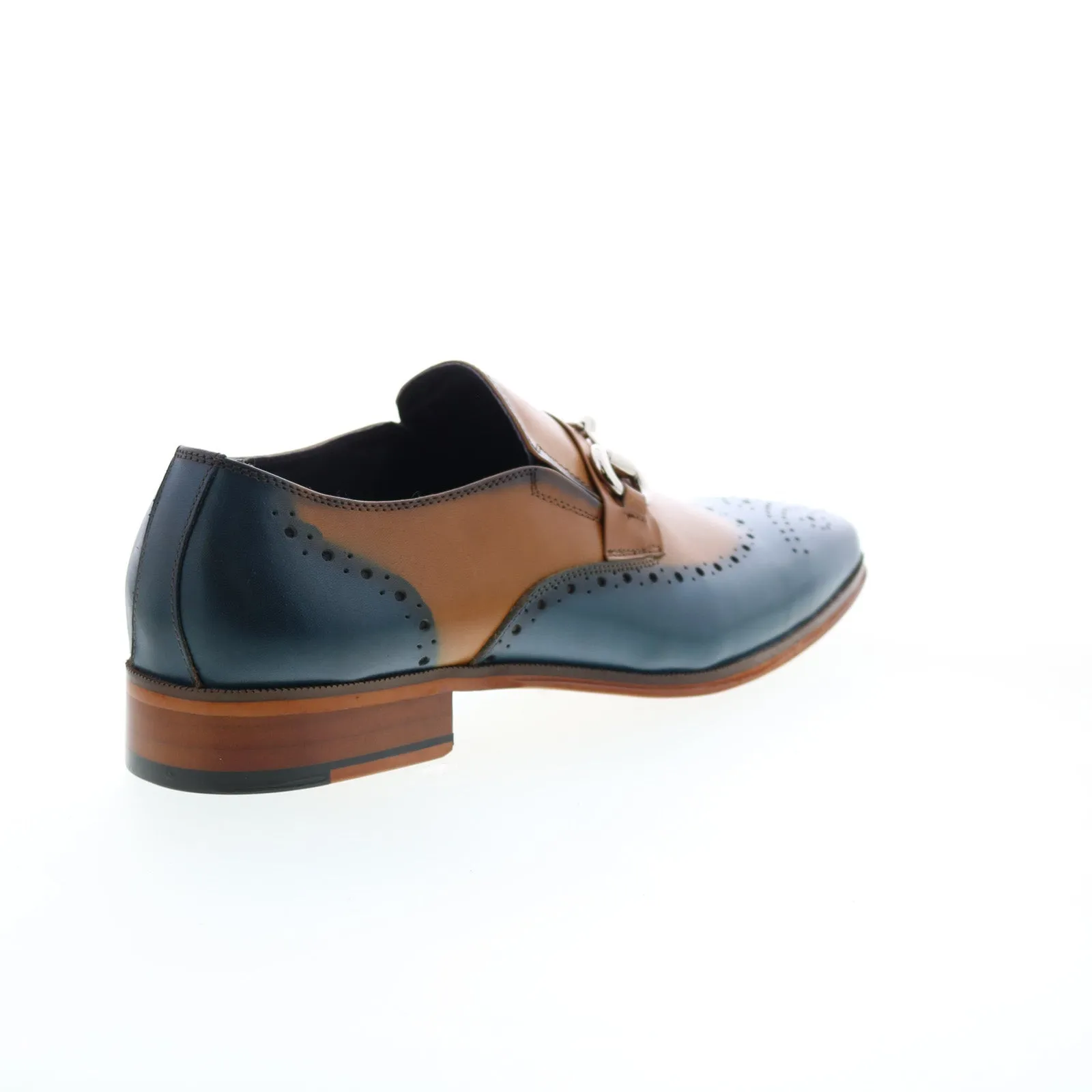 Carrucci Wholecut Two Tone Buckle Loafer KS261-04 Mens Blue Casual Shoes