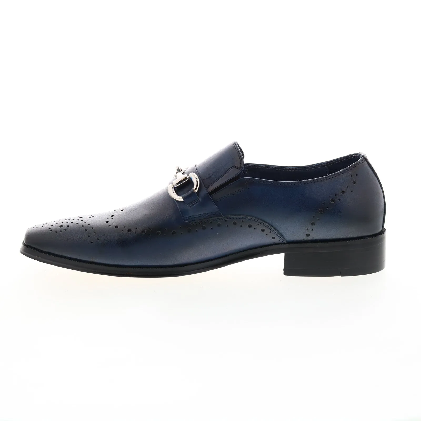 Carrucci Wholecut Two Tone Buckle Loafer KS261-04 Mens Blue Casual Shoes