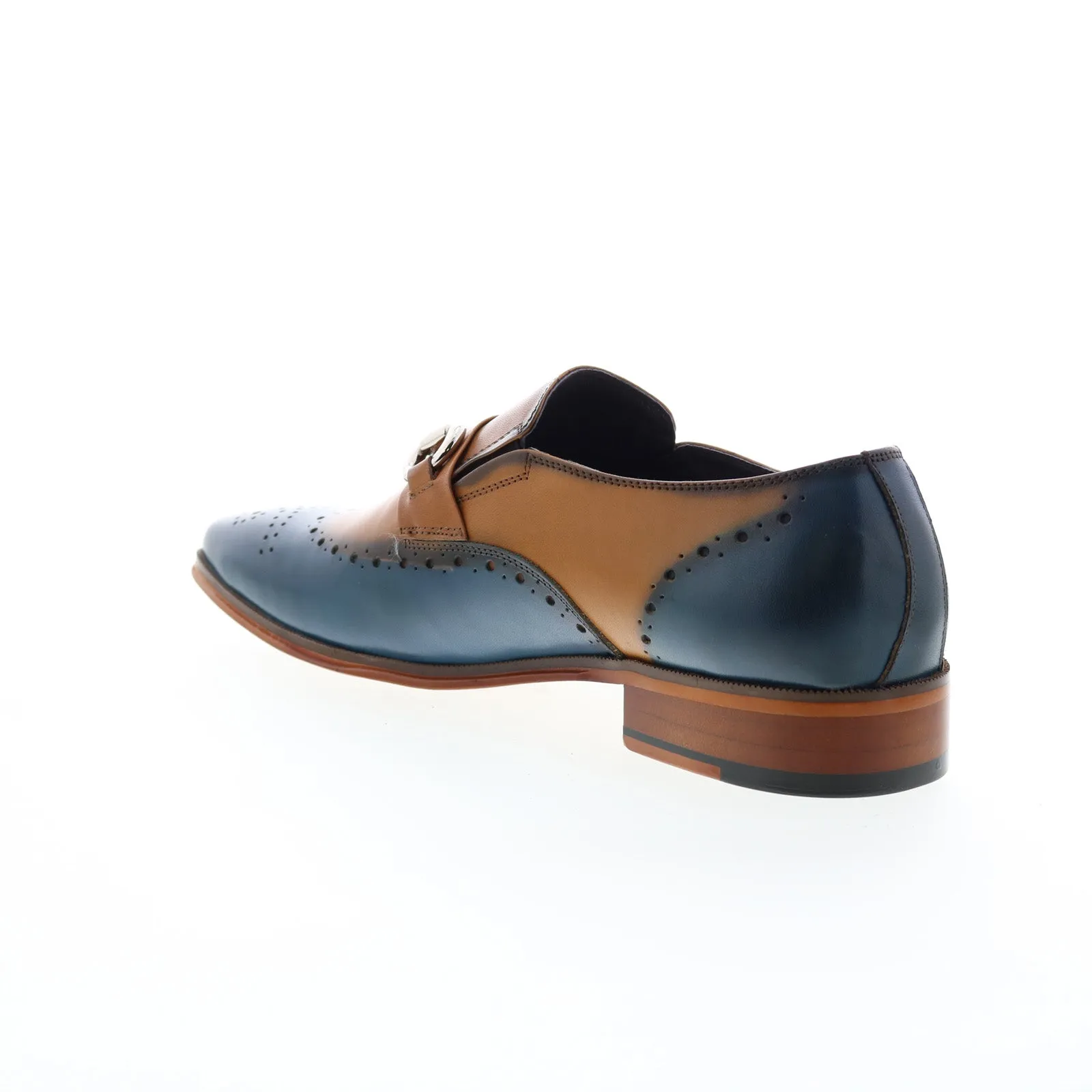 Carrucci Wholecut Two Tone Buckle Loafer KS261-04 Mens Blue Casual Shoes
