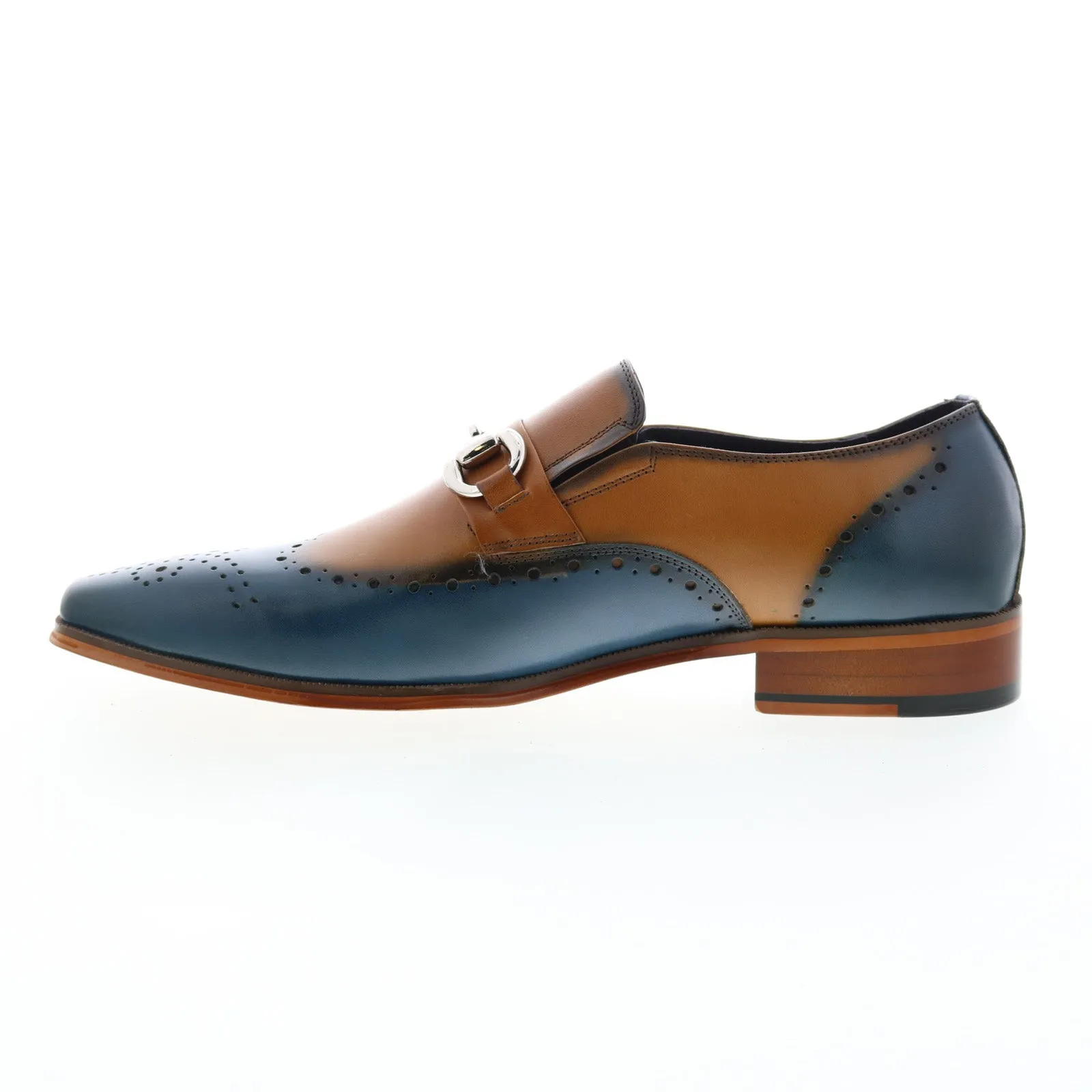 Carrucci Wholecut Two Tone Buckle Loafer KS261-04 Mens Blue Casual Shoes