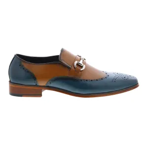 Carrucci Wholecut Two Tone Buckle Loafer KS261-04 Mens Blue Casual Shoes