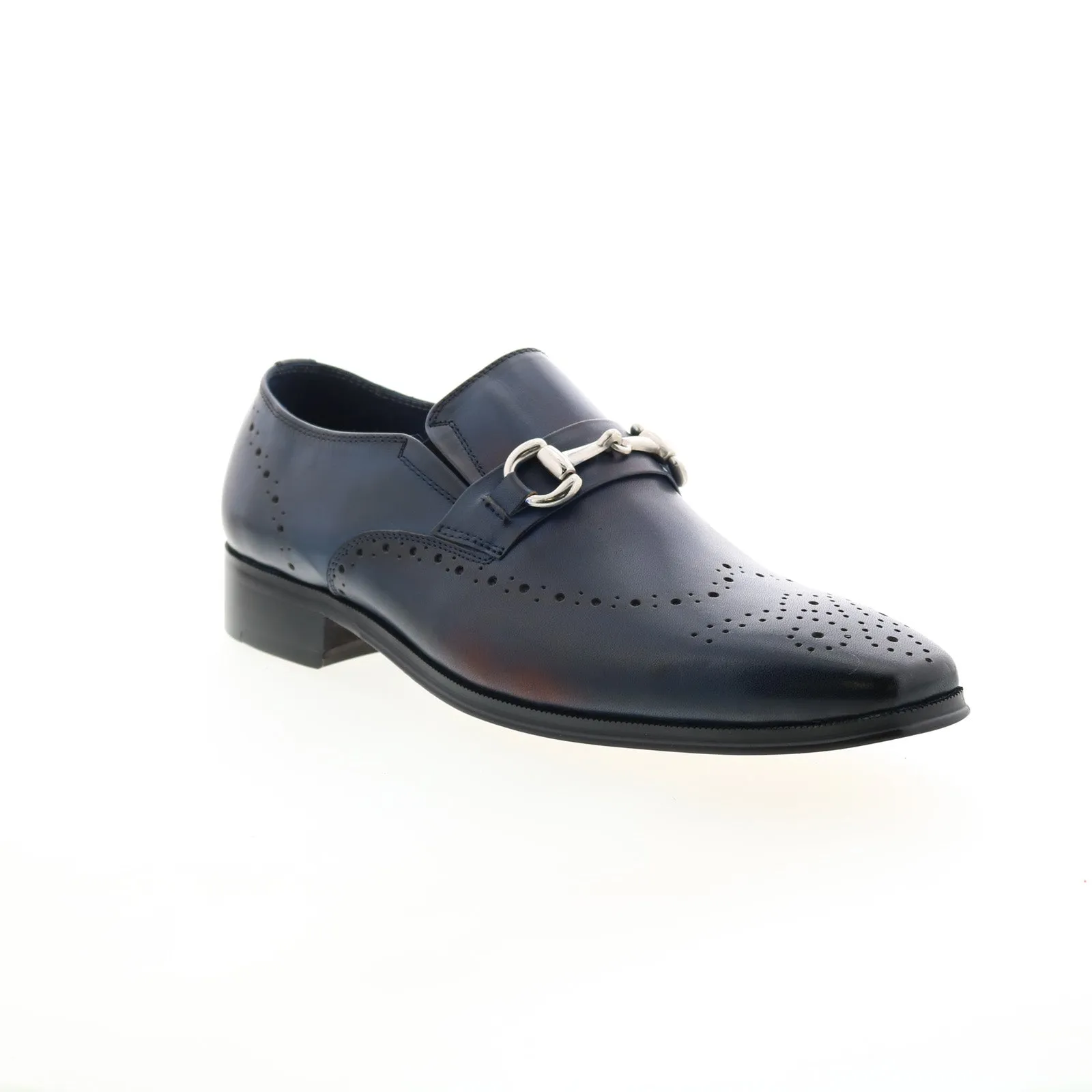 Carrucci Wholecut Two Tone Buckle Loafer KS261-04 Mens Blue Casual Shoes