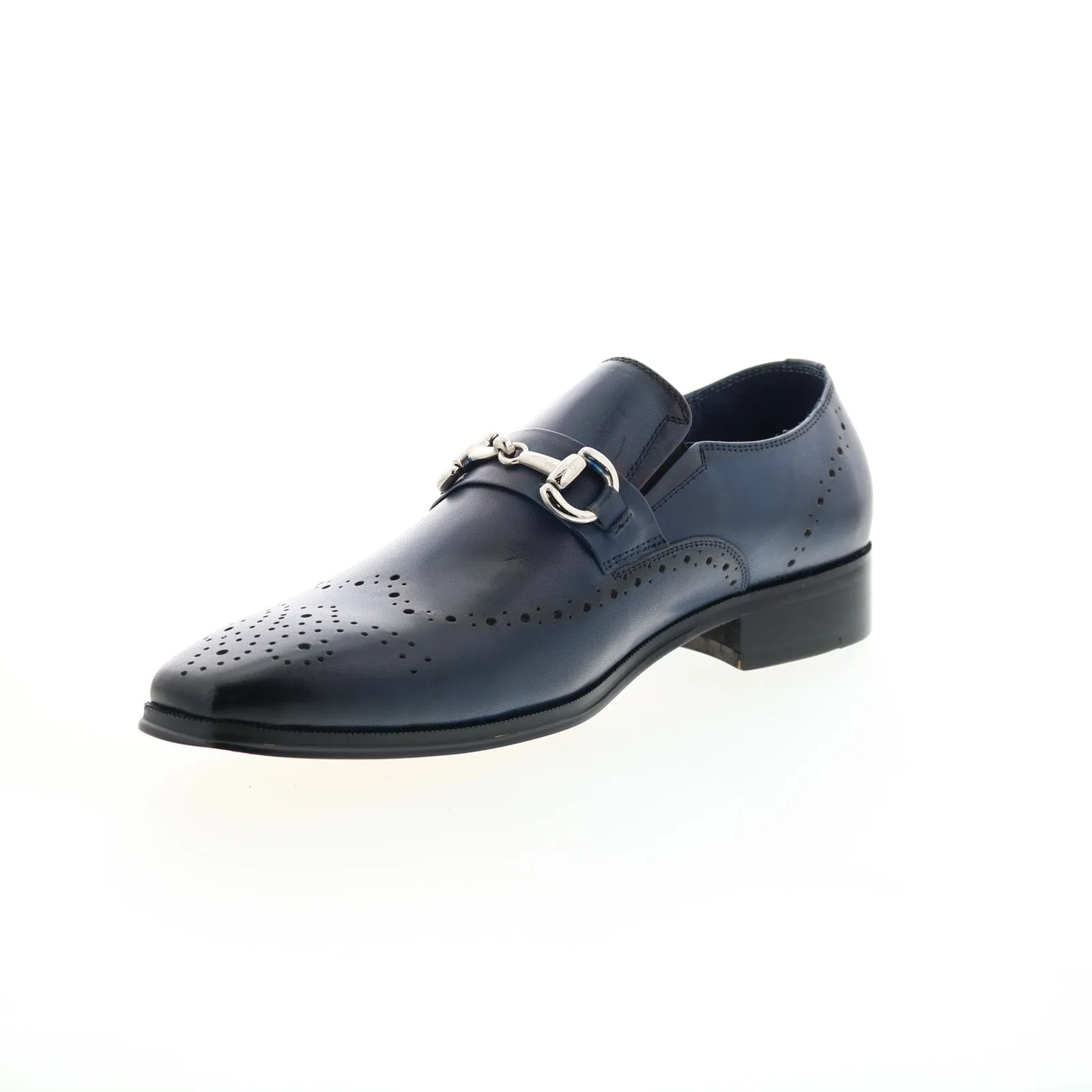 Carrucci Wholecut Two Tone Buckle Loafer KS261-04 Mens Blue Casual Shoes