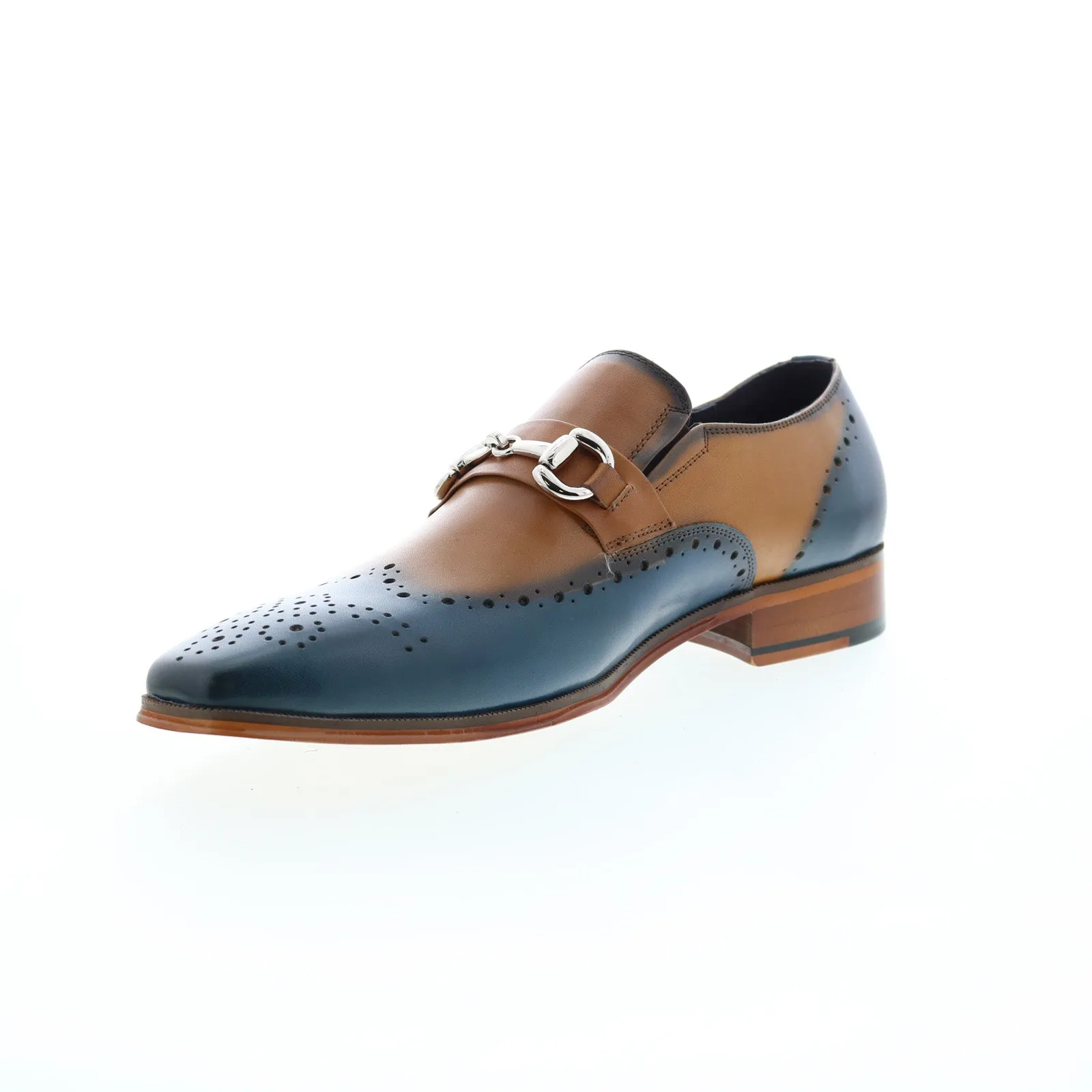 Carrucci Wholecut Two Tone Buckle Loafer KS261-04 Mens Blue Casual Shoes