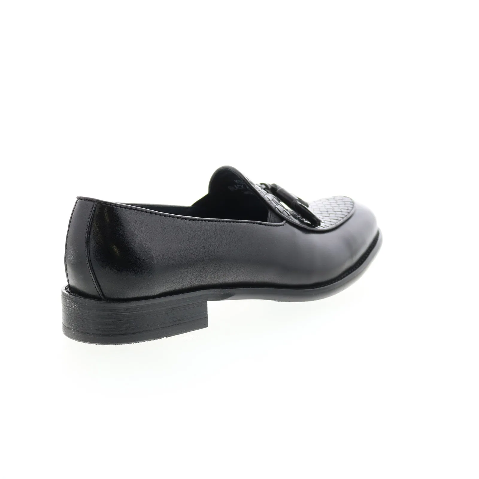 Carrucci Woven Tassel Loafer KS708-05 Mens Black Loafers Casual Shoes