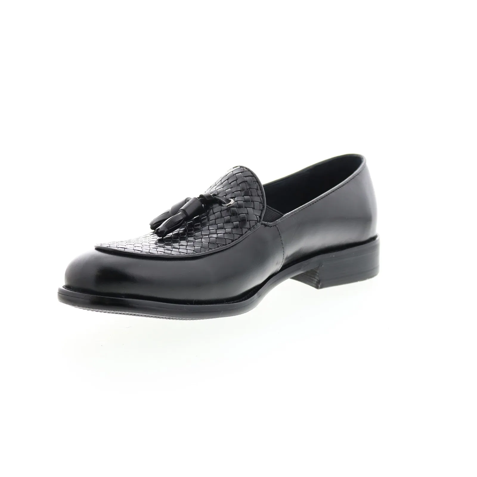 Carrucci Woven Tassel Loafer KS708-05 Mens Black Loafers Casual Shoes