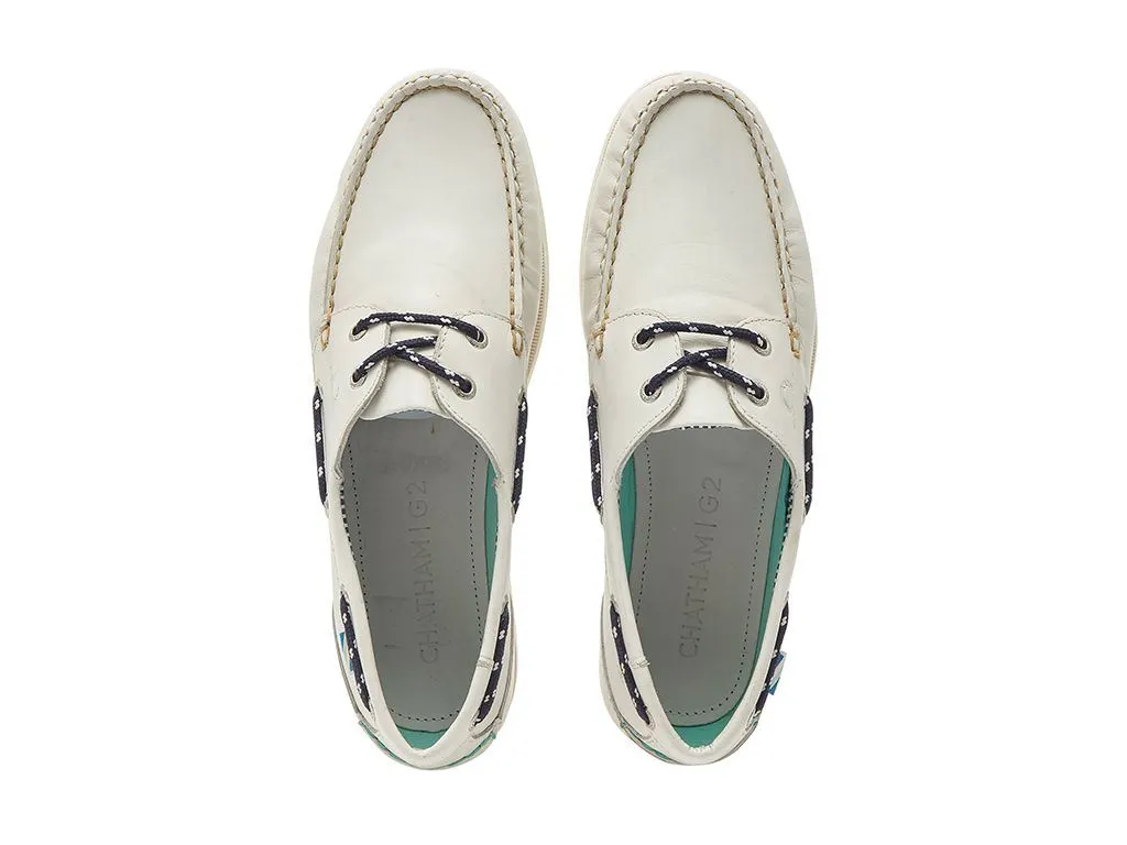 Chatham Leather Boat Shoes For Men - Crew G2 in White, 6-15