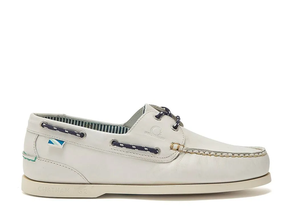 Chatham Leather Boat Shoes For Men - Crew G2 in White, 6-15