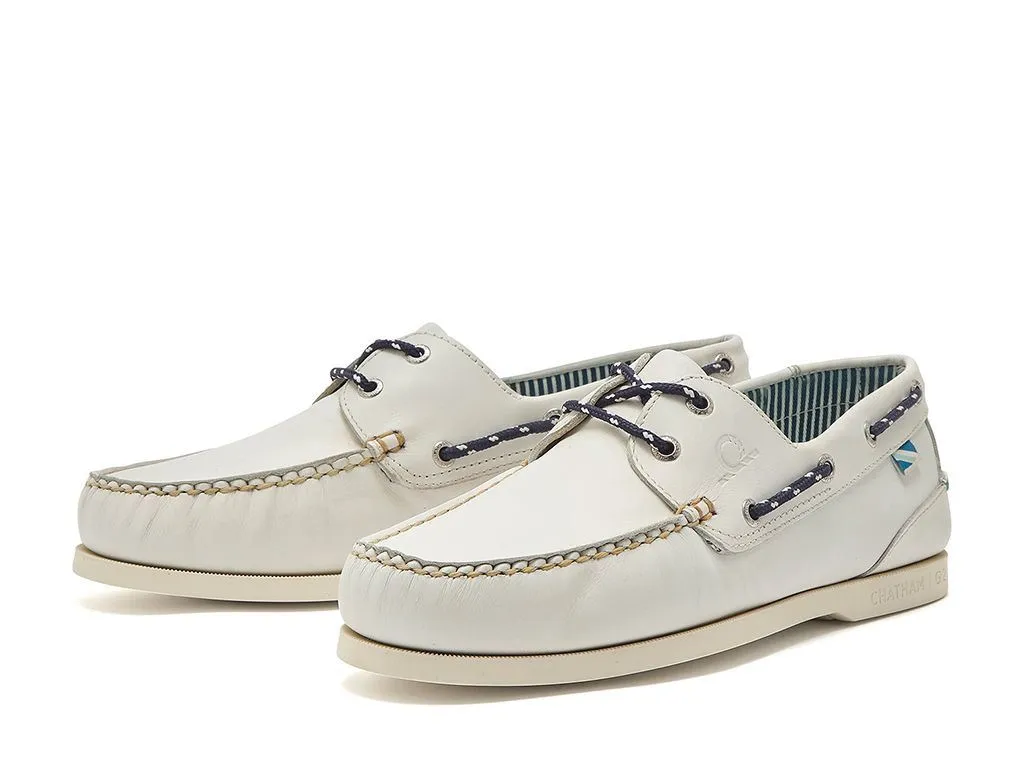 Chatham Leather Boat Shoes For Men - Crew G2 in White, 6-15