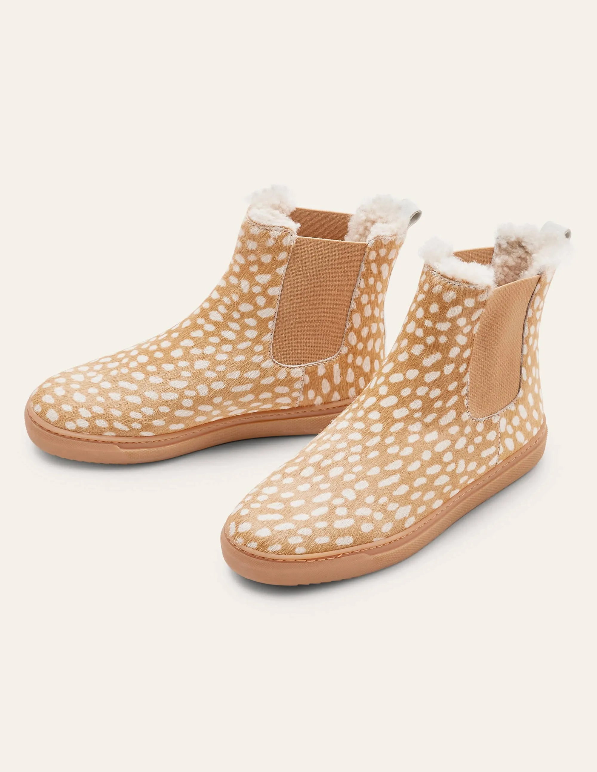 Chelsea Boots mit Lammfellfutter-Reh