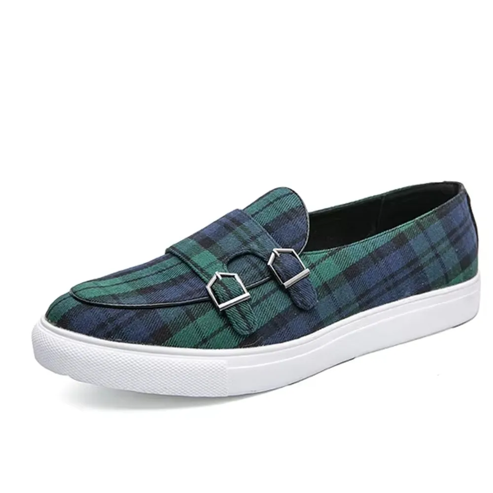Classic Canvas Plaid Loafers For Men