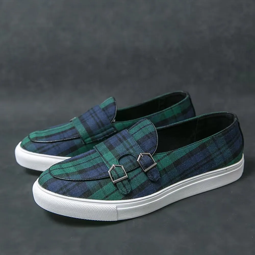 Classic Canvas Plaid Loafers For Men